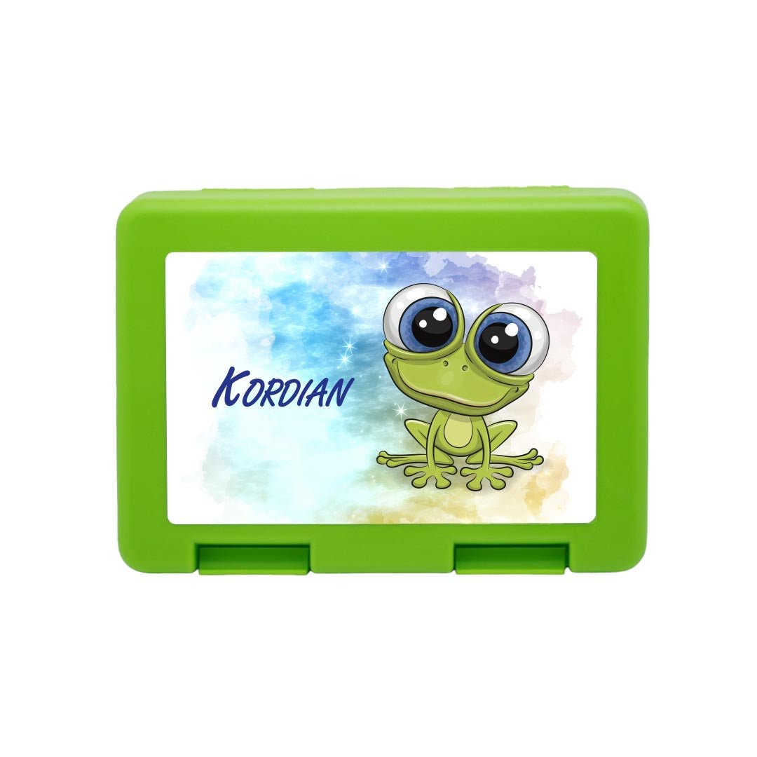 Personalisierte Brotdose mit Frosch - Motiv - Zwergenstick