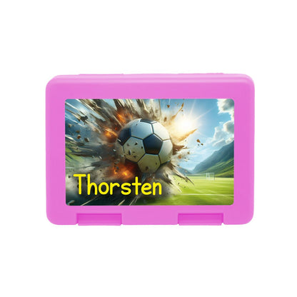 Personalisierte Brotdose mit Fussball - Explosion - Motiv - Zwergenstick