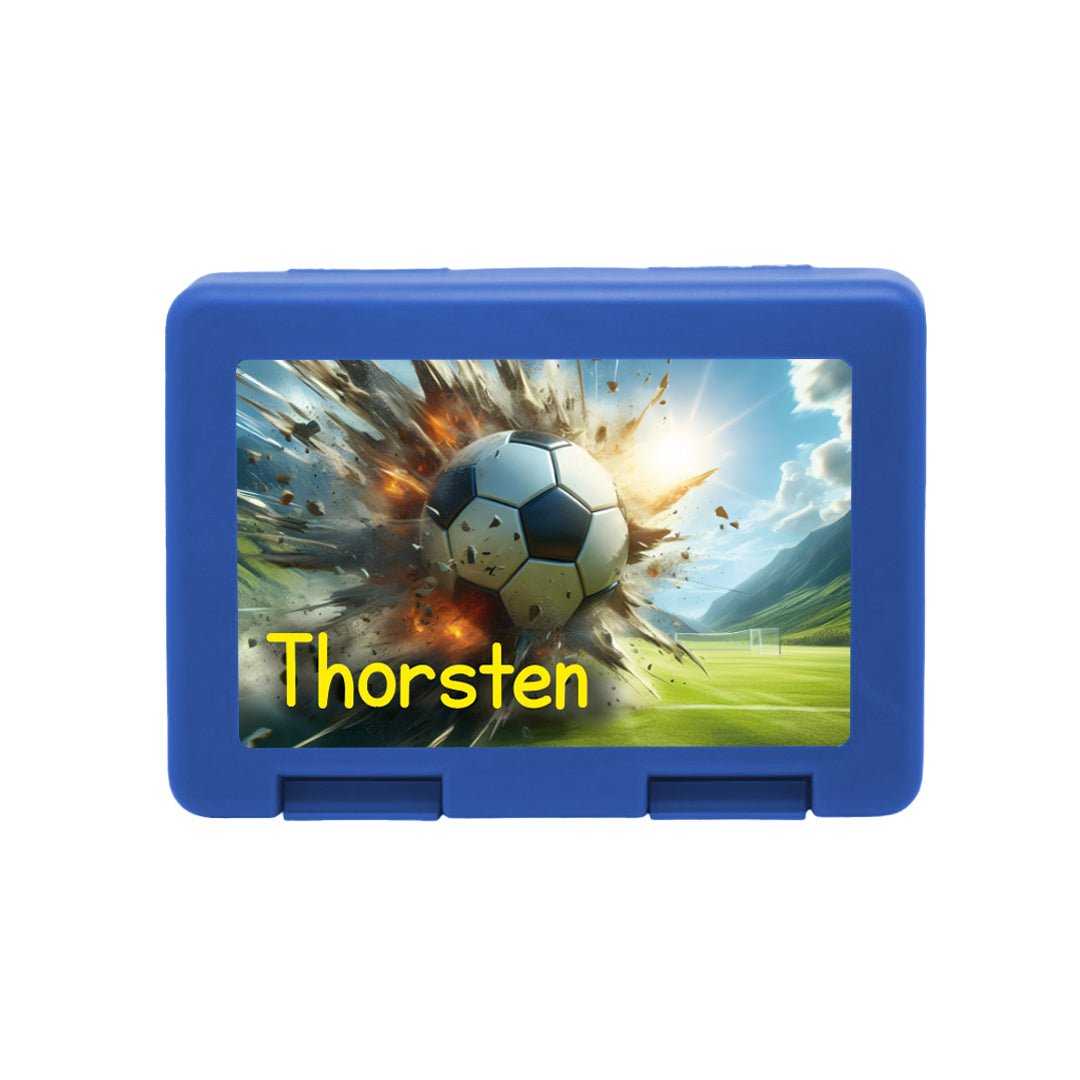 Personalisierte Brotdose mit Fussball - Explosion - Motiv - Zwergenstick