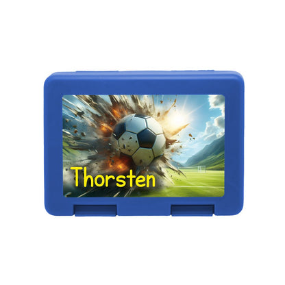 Personalisierte Brotdose mit Fussball - Explosion - Motiv - Zwergenstick