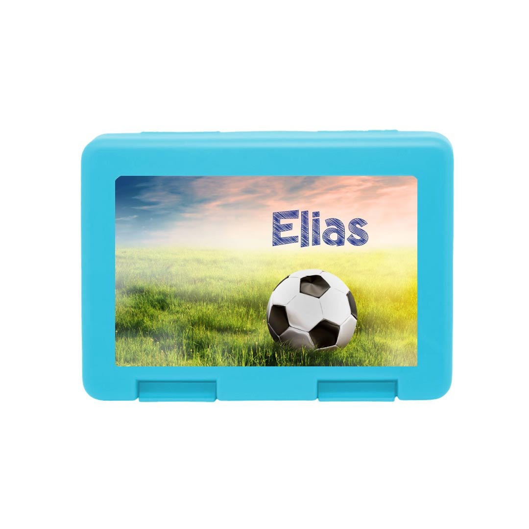 Personalisierte Brotdose mit Fußball - Motiv - Zwergenstick