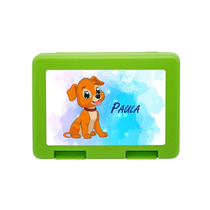 Personalisierte Brotdose mit Hund - Motiv - Zwergenstick