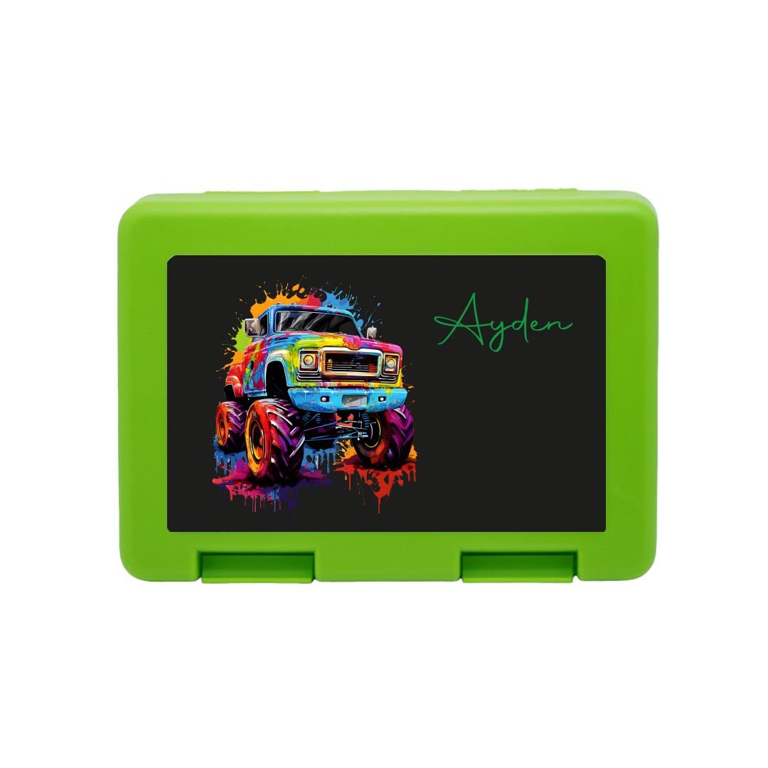 Personalisierte Brotdose mit Monstertruck - Motiv - Zwergenstick