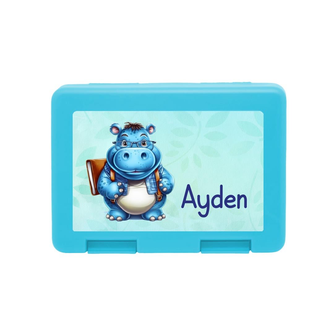 Personalisierte Brotdose mit Schulnilpferd - Motiv - Zwergenstick