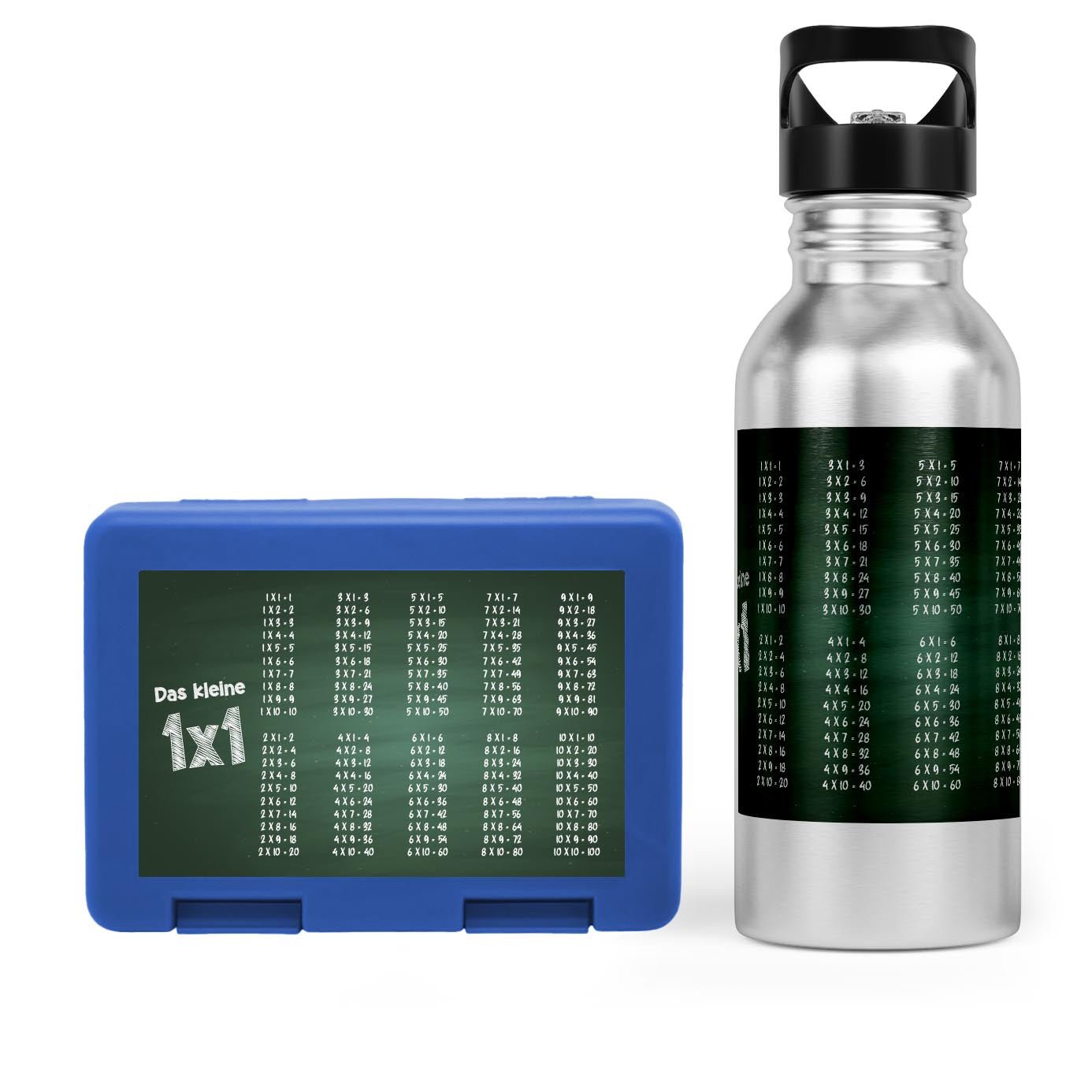 Schulstart Bundle No.3 – 1x1 Tafel - Design Brotdose &amp; Trinkflasche - Zwergenstick