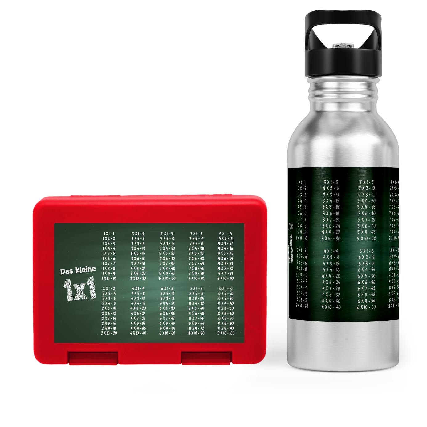 Schulstart Bundle No.3 – 1x1 Tafel - Design Brotdose &amp; Trinkflasche - Zwergenstick