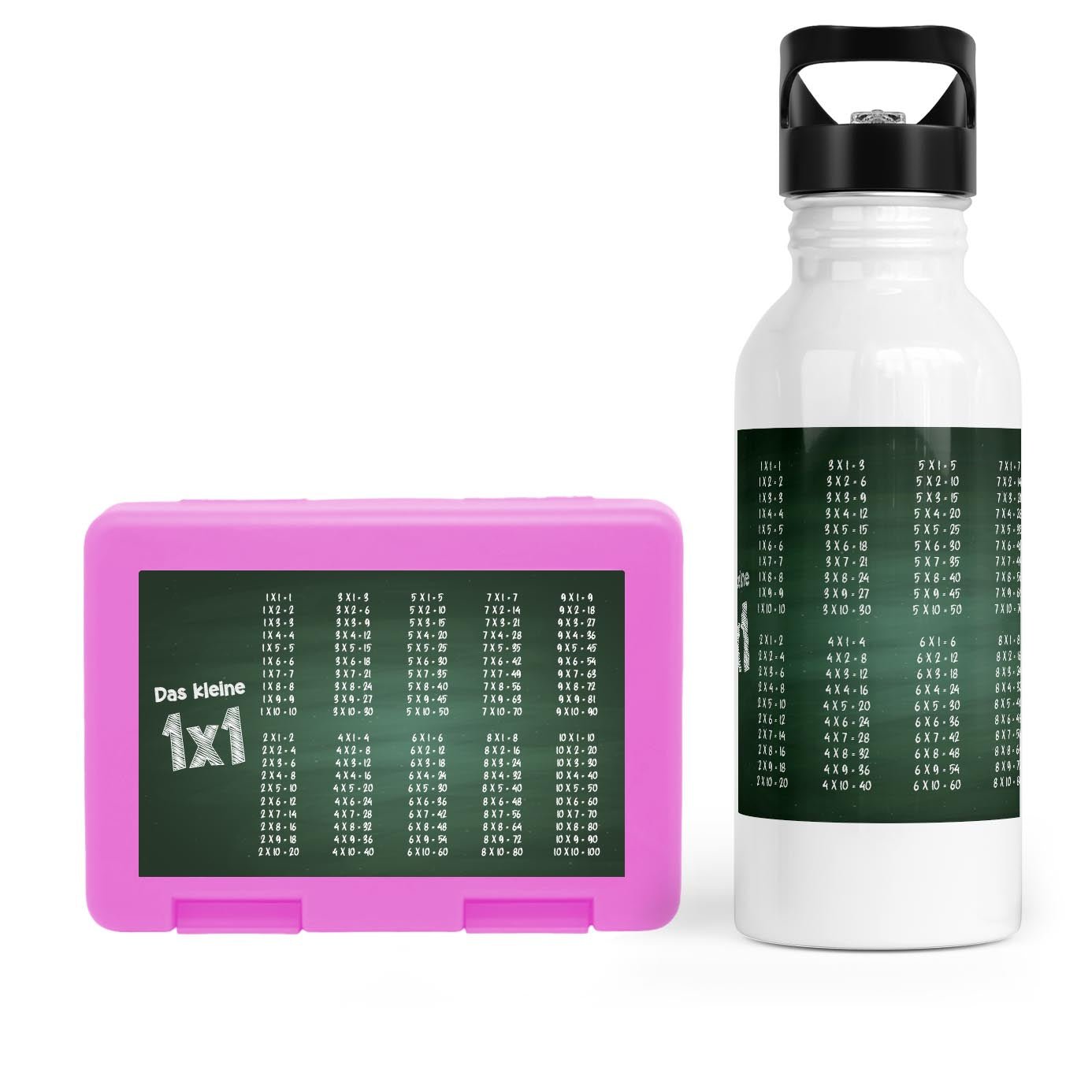 Schulstart Bundle No.4 – 1x1 Tafel - Design Brotdose &amp; Trinkflasche - Zwergenstick