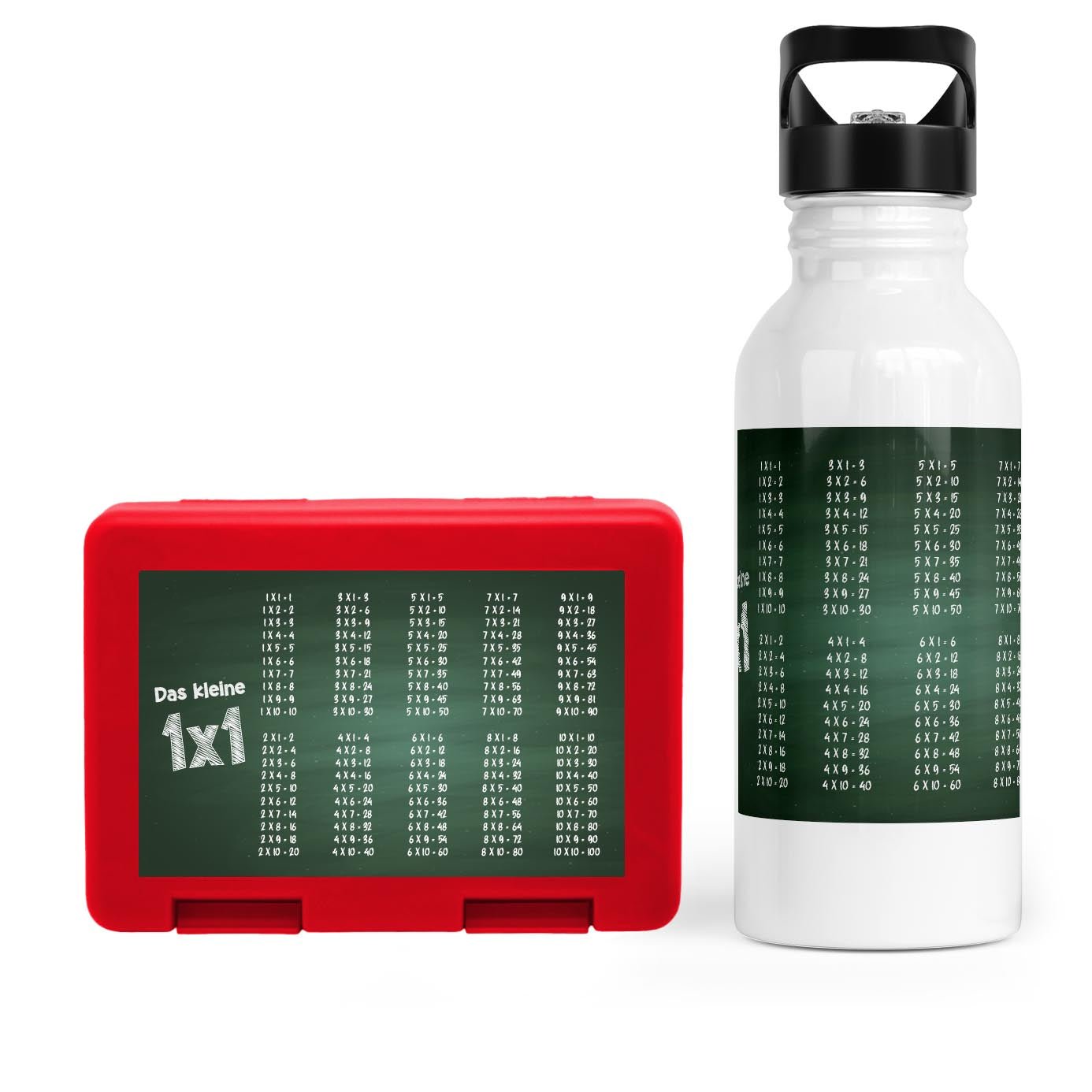 Schulstart Bundle No.4 – 1x1 Tafel - Design Brotdose &amp; Trinkflasche - Zwergenstick