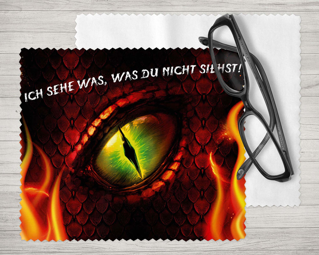 Brillenputztuch - Objektivtuch Drachenauge Rot - Zwergenstick