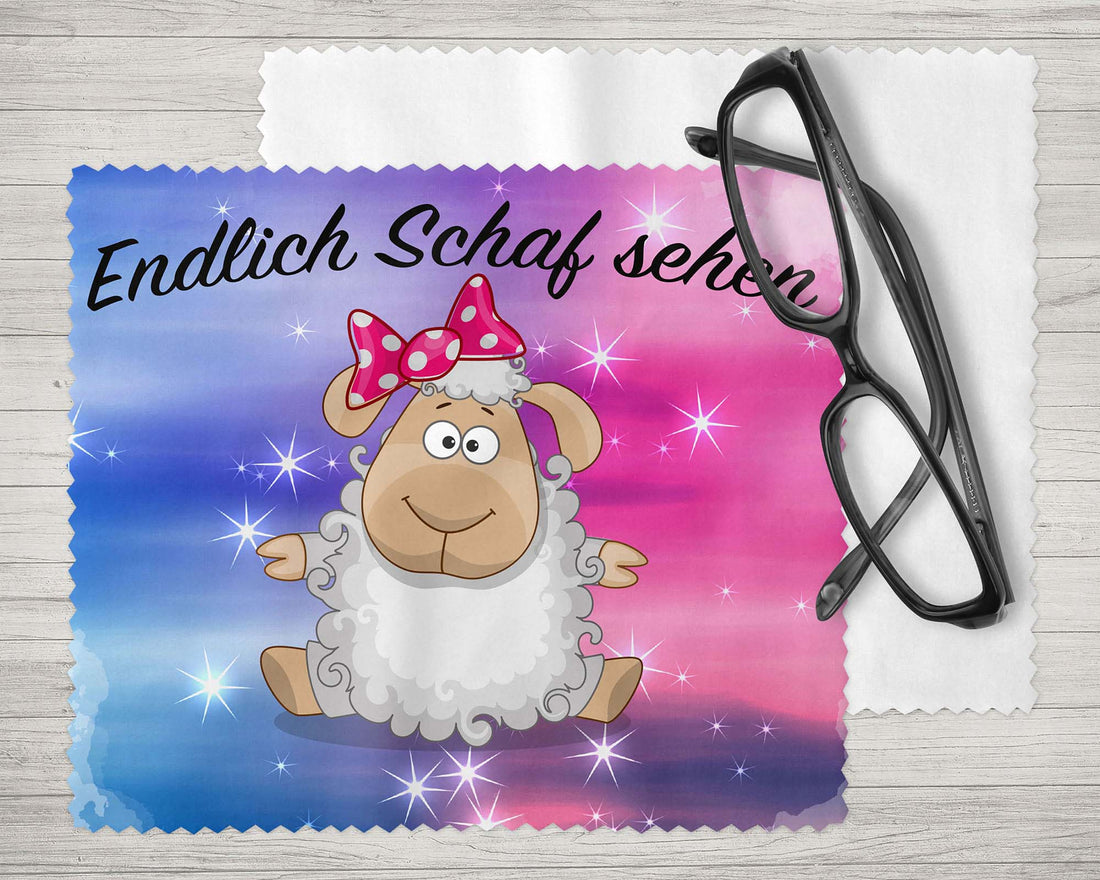 Brillenputztuch - Objektivtuch Endlich Schaf sehen - Zwergenstick