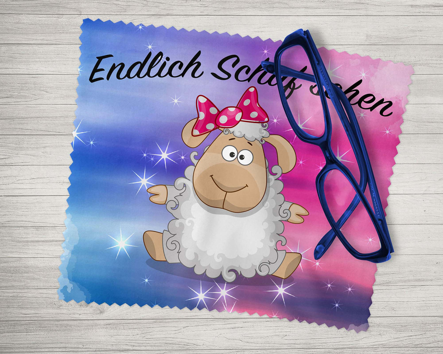 Brillenputztuch - Objektivtuch Endlich Schaf sehen - Zwergenstick