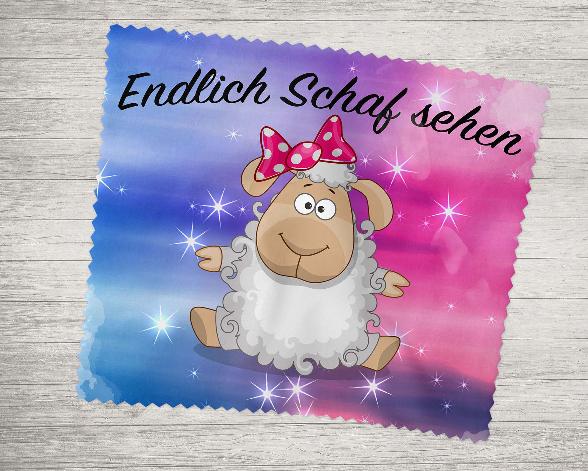 Brillenputztuch - Objektivtuch Endlich Schaf sehen - Zwergenstick