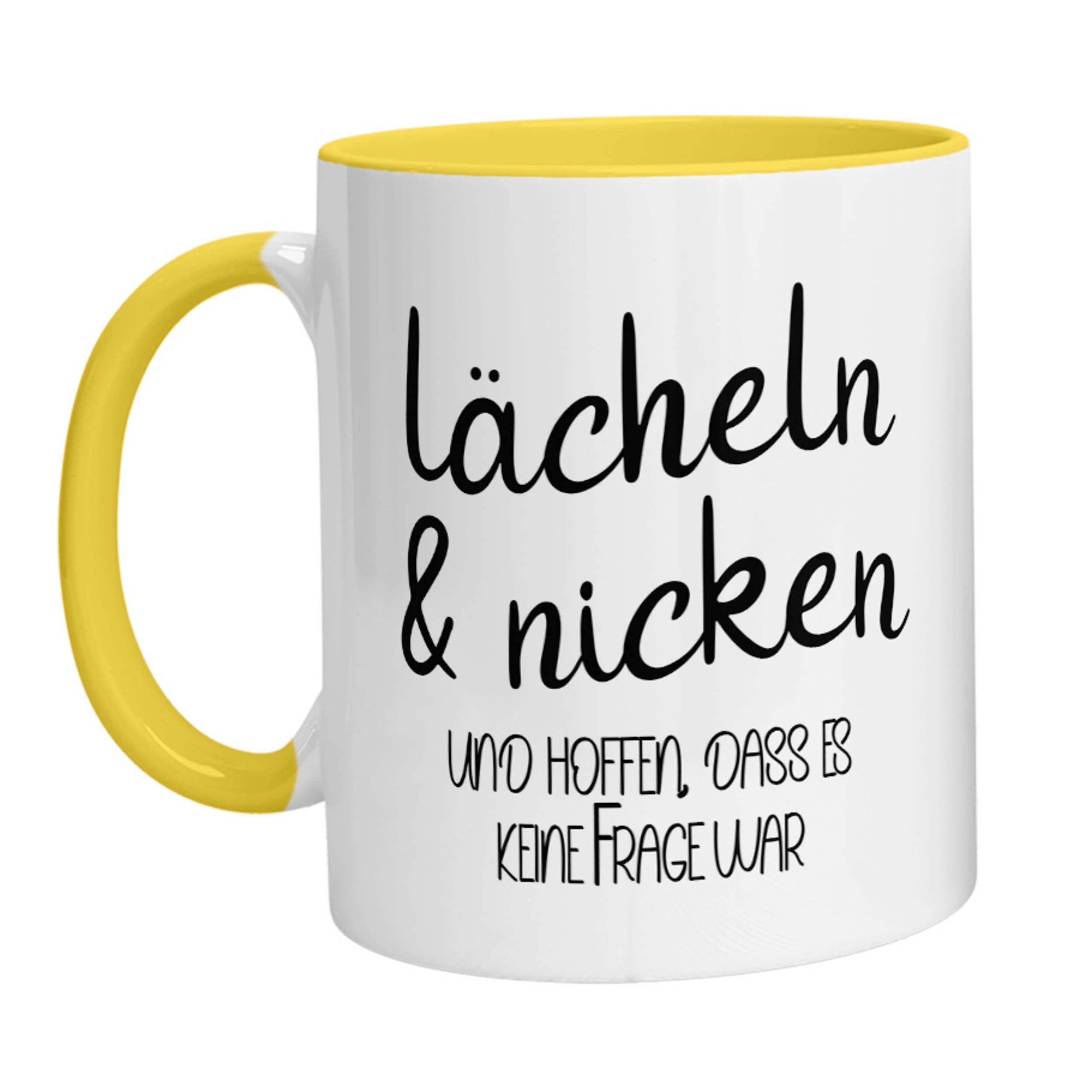 Tasse - Lächeln &amp; nicken und hoffen, dass es keine Frage war - Zwergenstick