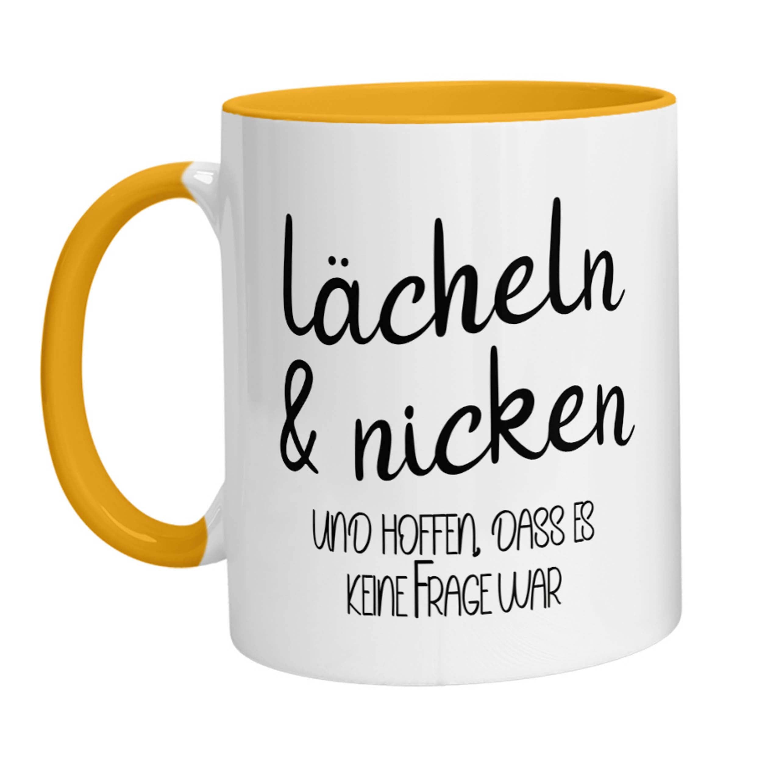 Tasse - Lächeln &amp; nicken und hoffen, dass es keine Frage war - Zwergenstick
