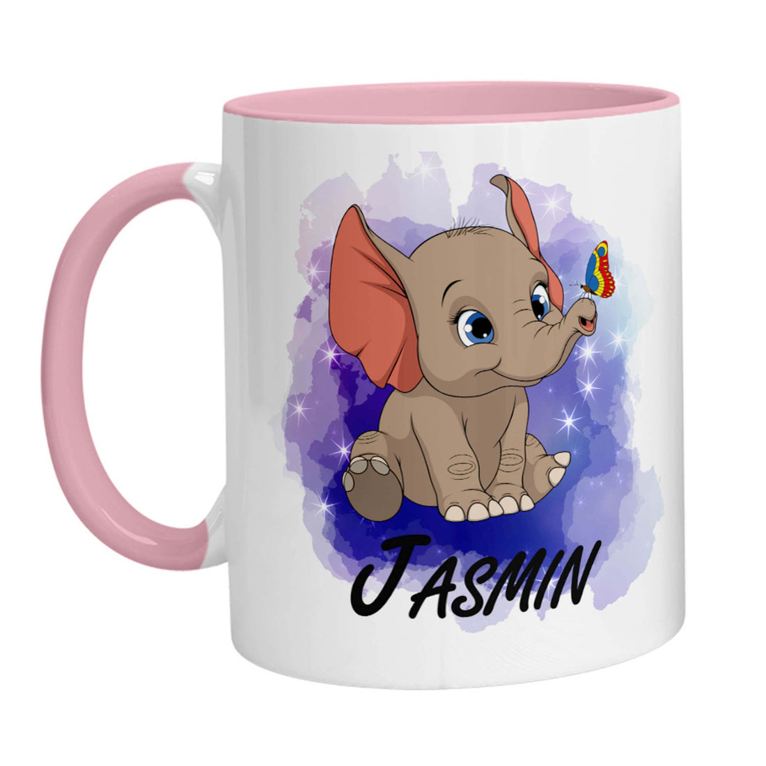 Tasse - Namenstasse Elefant mit Schmetterling (Personalisiert) - Zwergenstick