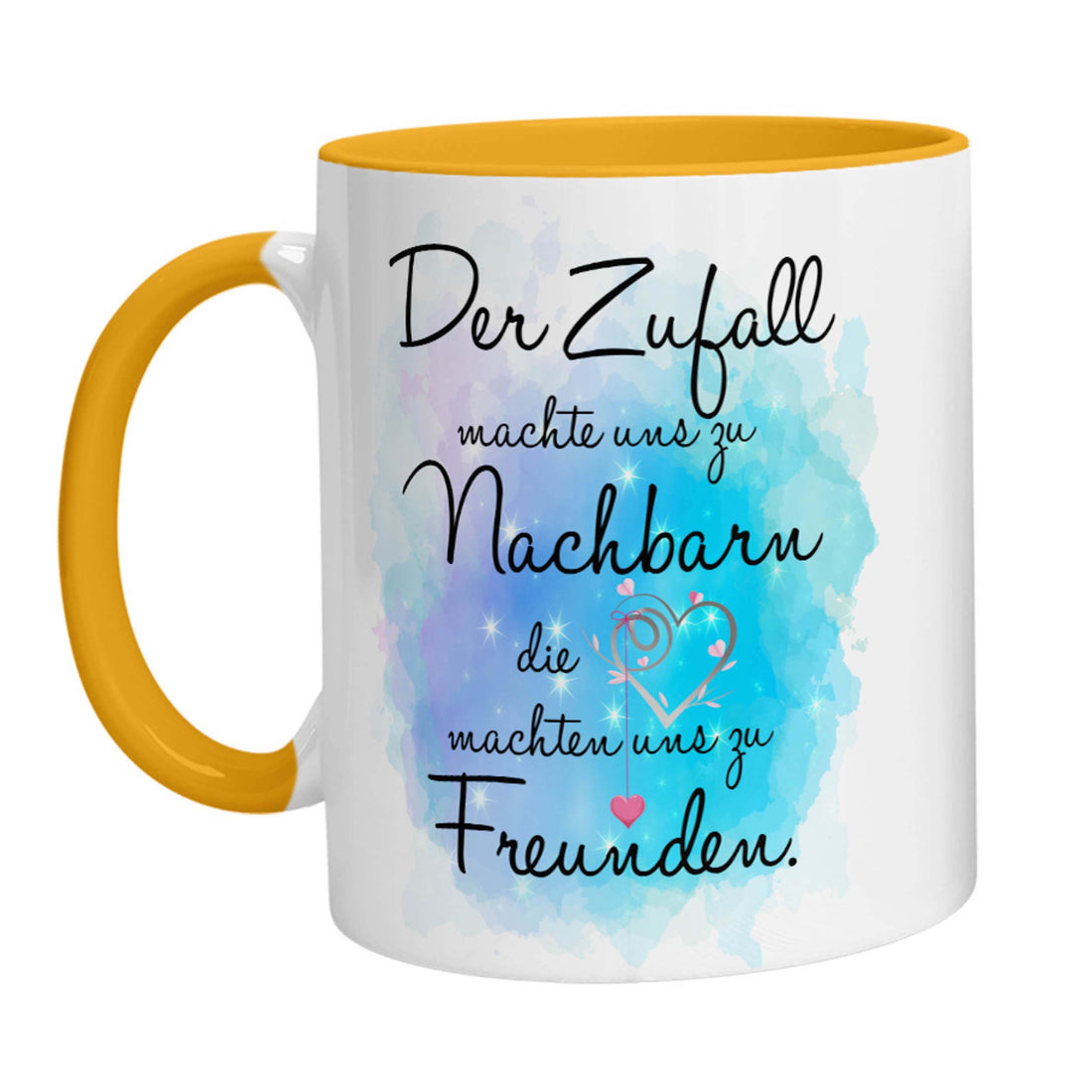 Tasse - Der Zufall machte uns zu Nachbarn die Herzen machten uns zu Freunden - Zwergenstick