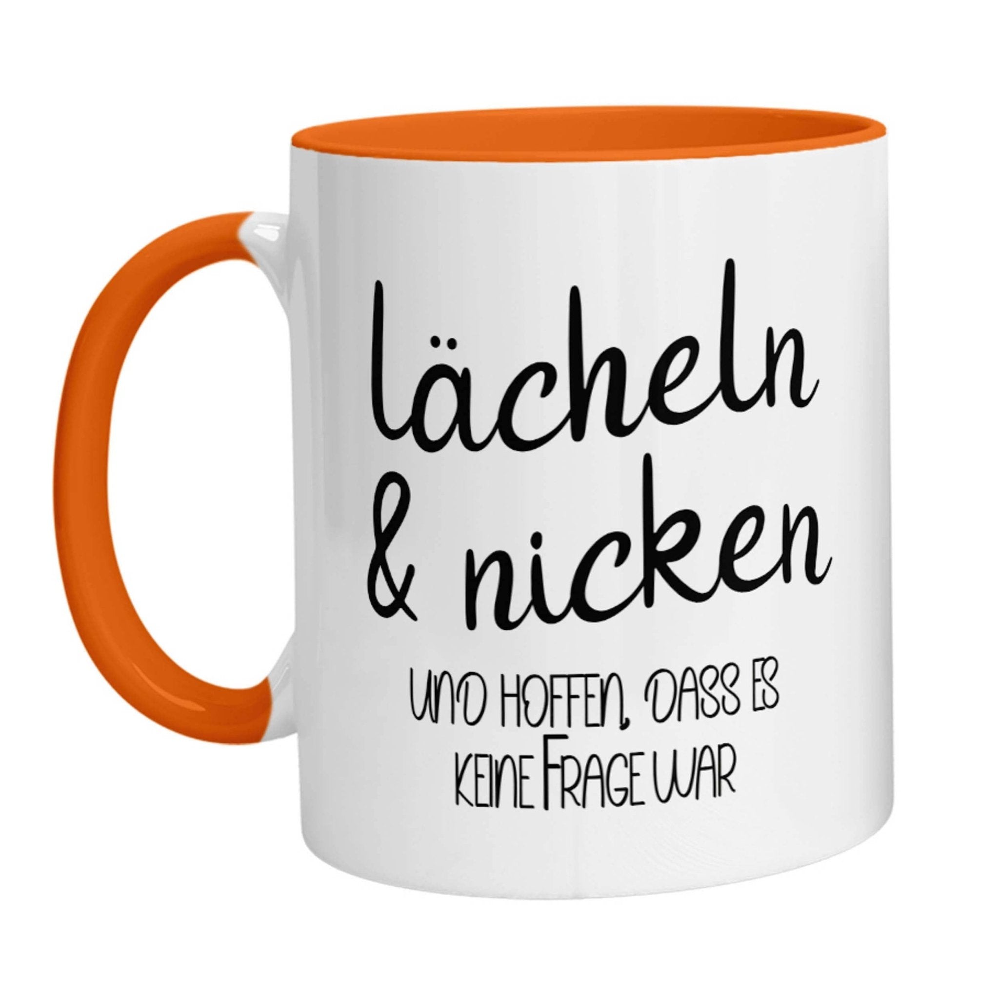 Tasse - Lächeln &amp; nicken und hoffen, dass es keine Frage war - Zwergenstick